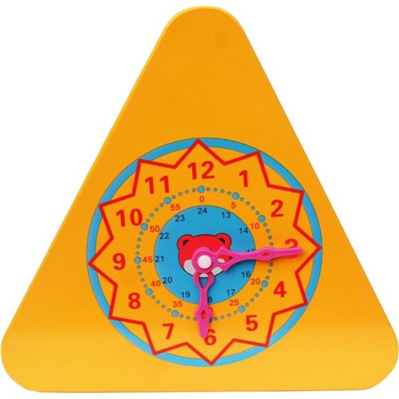 Wooden Activity Centre Triangle Toys - flip flop Alphabet Blocks Abacus Clock - Picture 6 of 7